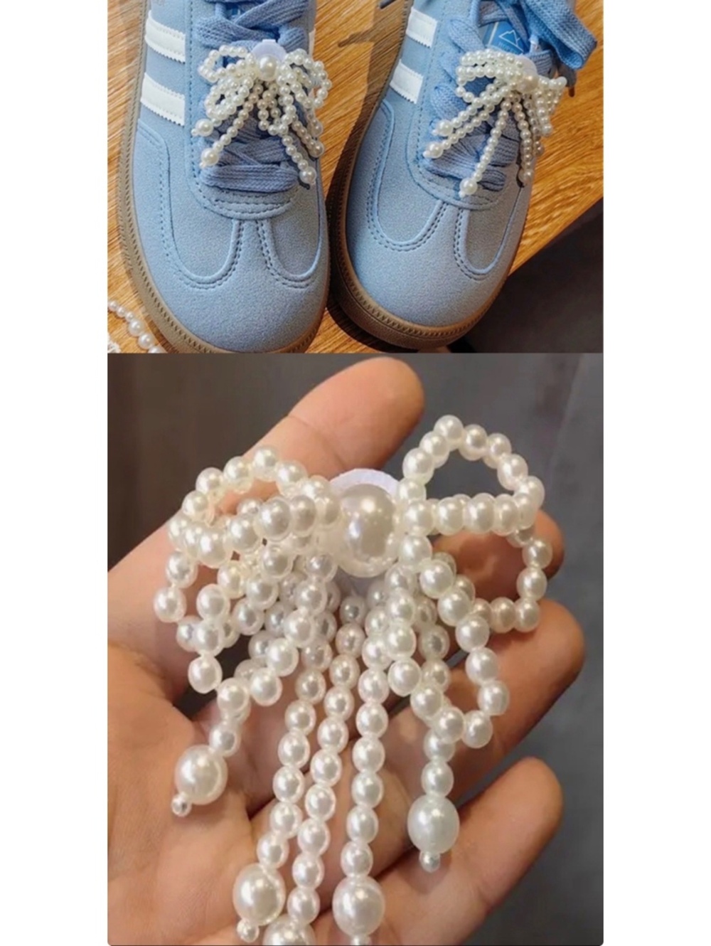 Pearl Bow Shoe Charms Clips White Faux Pearl Sneaker Accessories Coquette Bridal